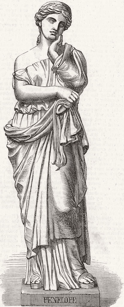 CLASSICS. Penelope awaiting Ulysses, marble statue 1865 old antique print